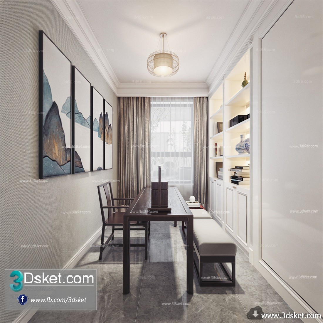 3D Interior Model Work Room C013 Scene 3dsmax