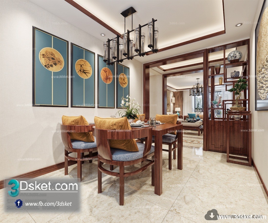 3D Interior Model Kitchen Room C014 Scene 3dsmax