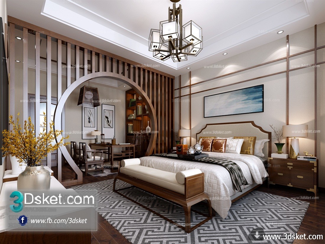 3D Interior Model BedRoom C014 Scene 3dsmax