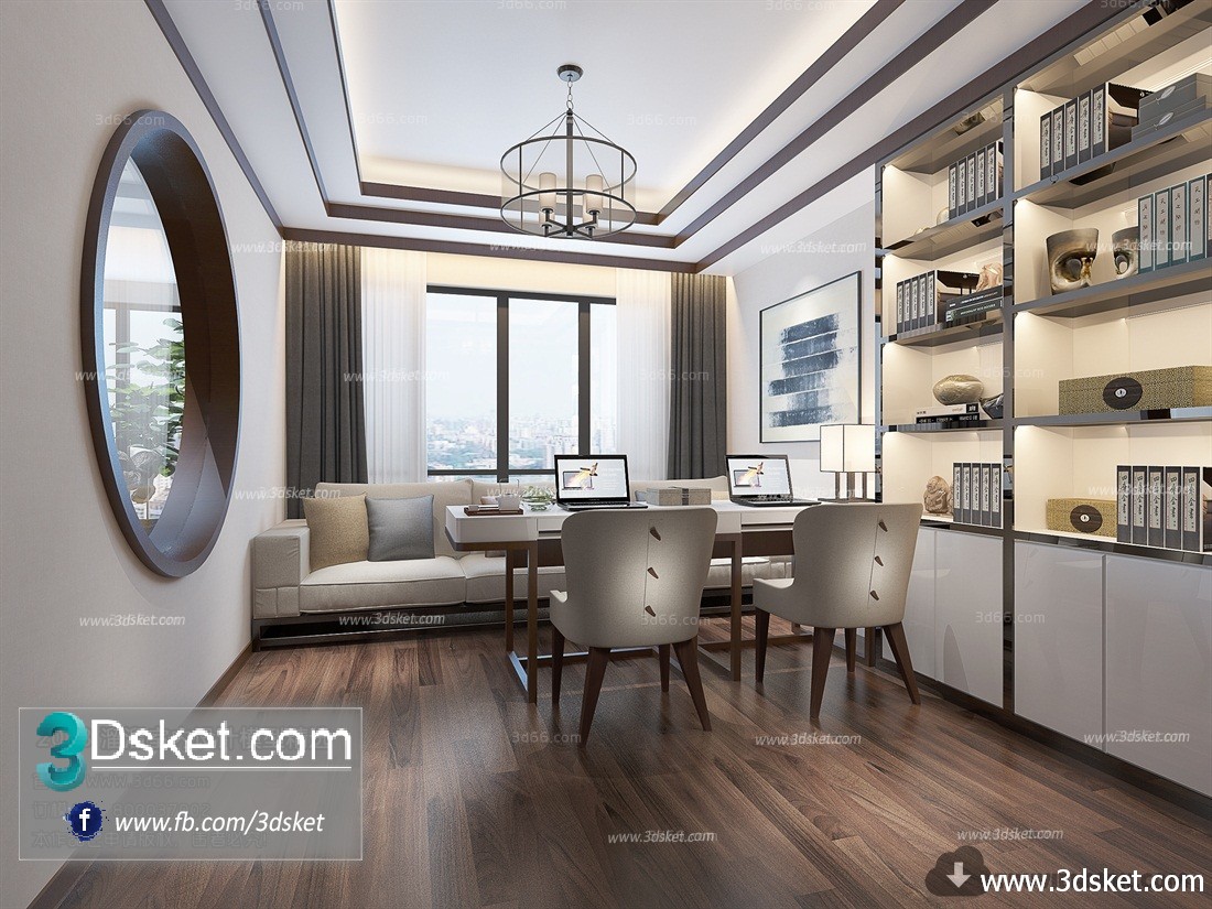 3D Interior Model Work Room C014 Scene 3dsmax