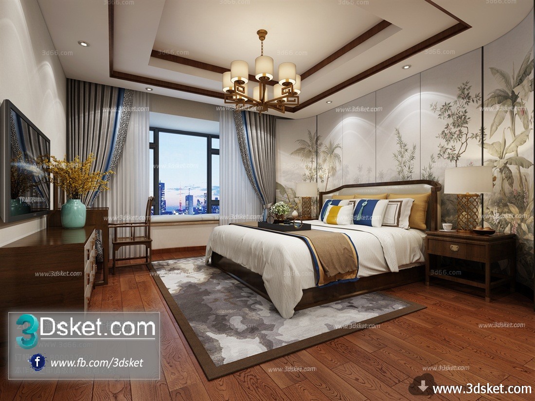 3D Interior Model BedRoom C015 Scene 3dsmax