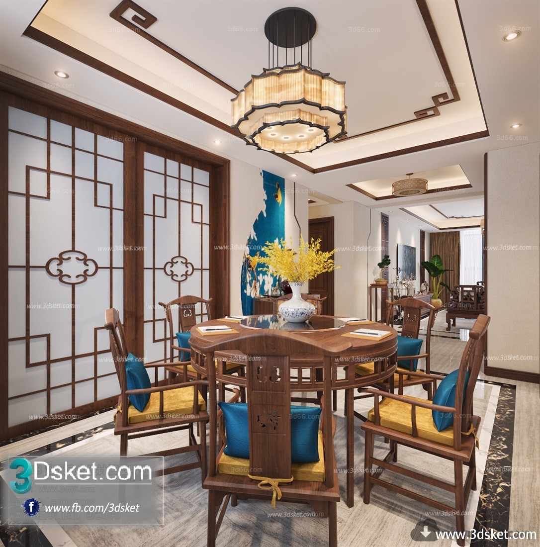 3D Interior Model Kitchen Room C016 Scene 3dsmax