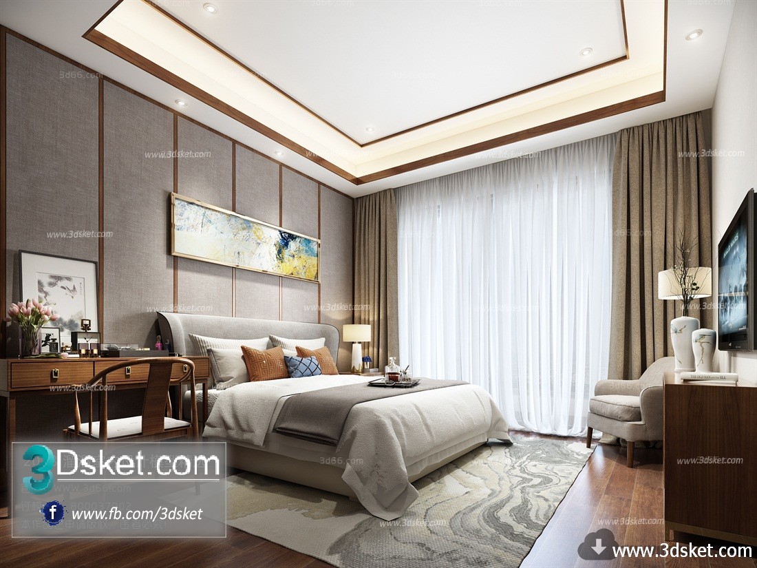 3D Interior Model BedRoom C016 Scene 3dsmax