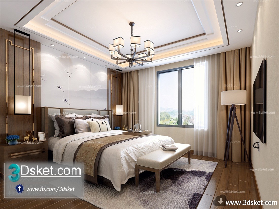 3D Interior Model BedRoom C017 Scene 3dsmax