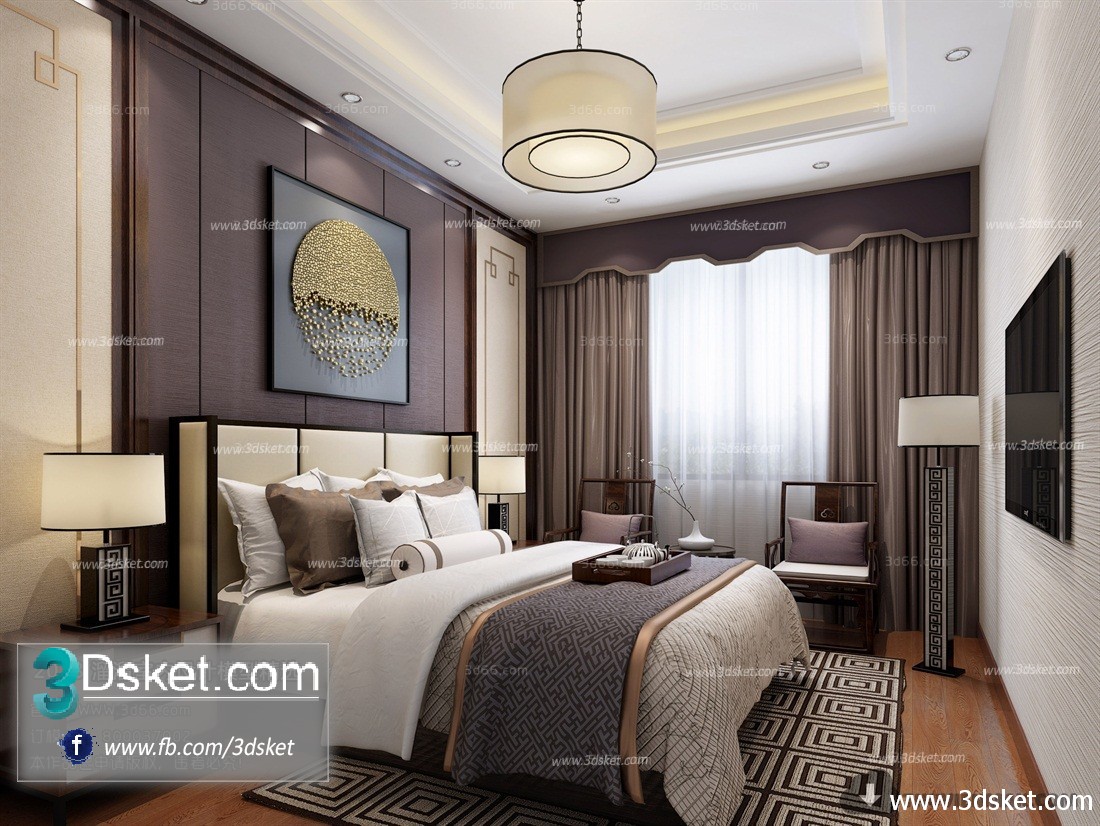 3D Interior Model BedRoom C018 Scene 3dsmax