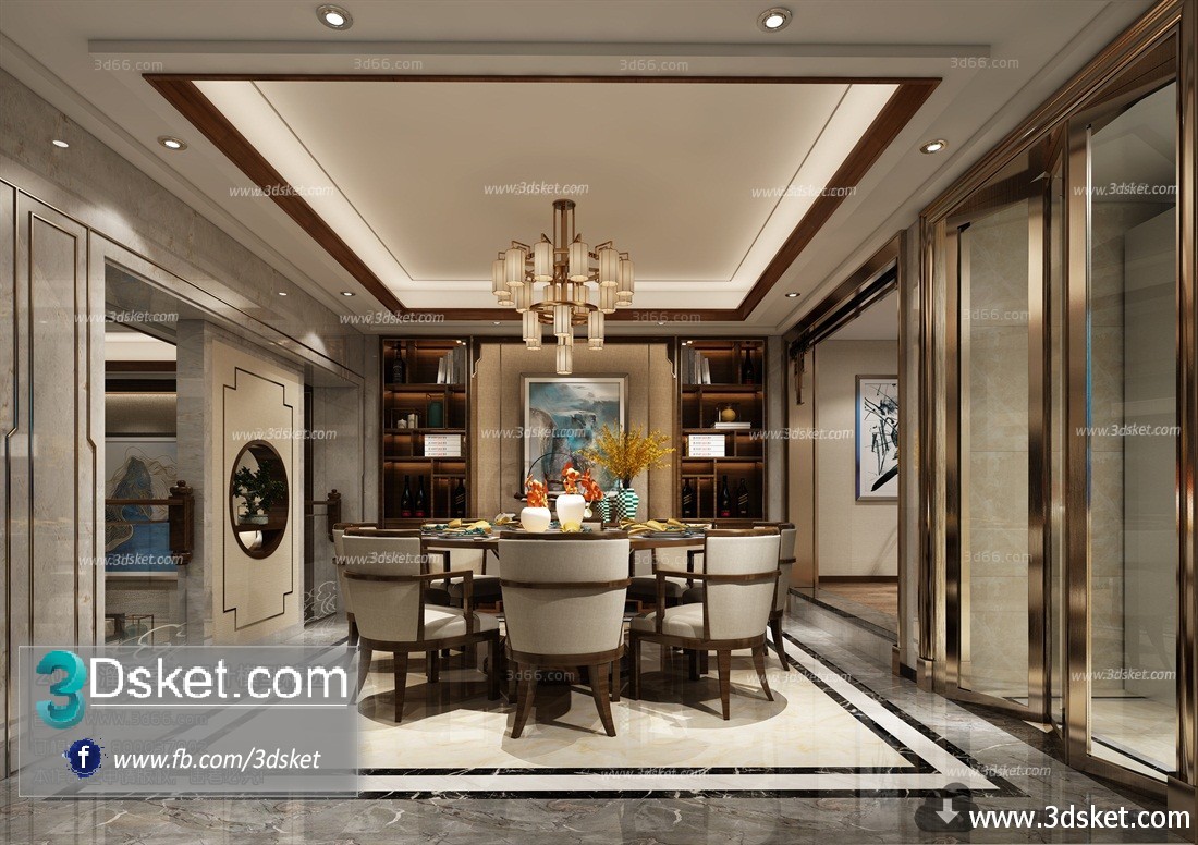3D Interior Model Kitchen Room C019 Scene 3dsmax