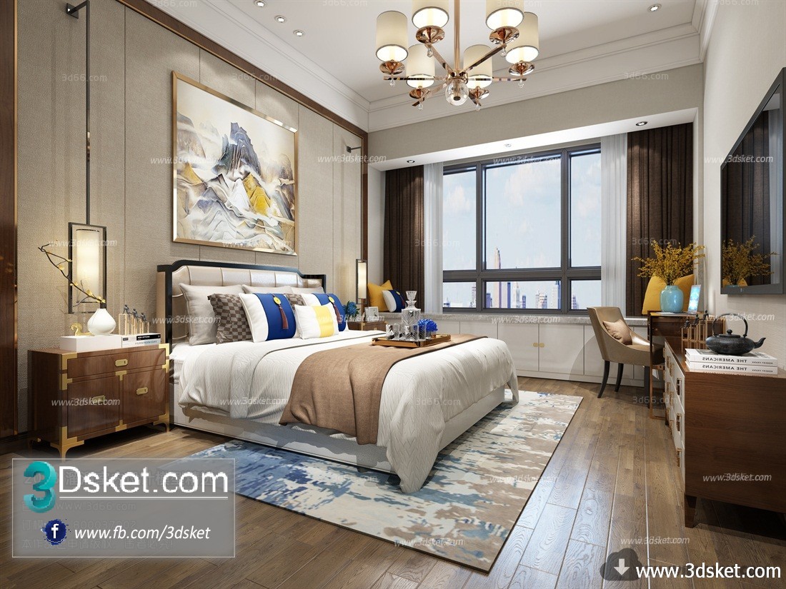 3D Interior Model BedRoom C019 Scene 3dsmax