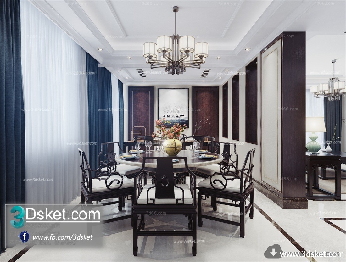 3D Interior Model Kitchen Room C020 Scene 3dsmax