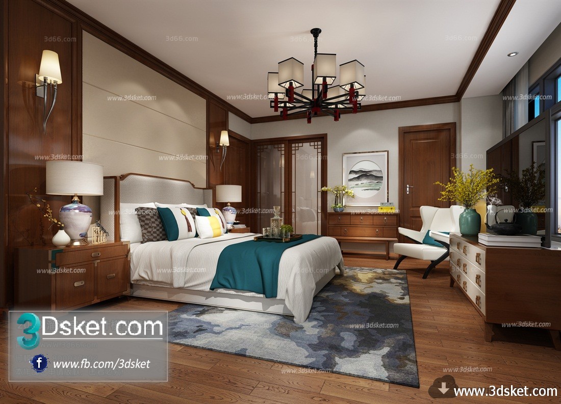 3D Interior Model BedRoom C020 Scene 3dsmax