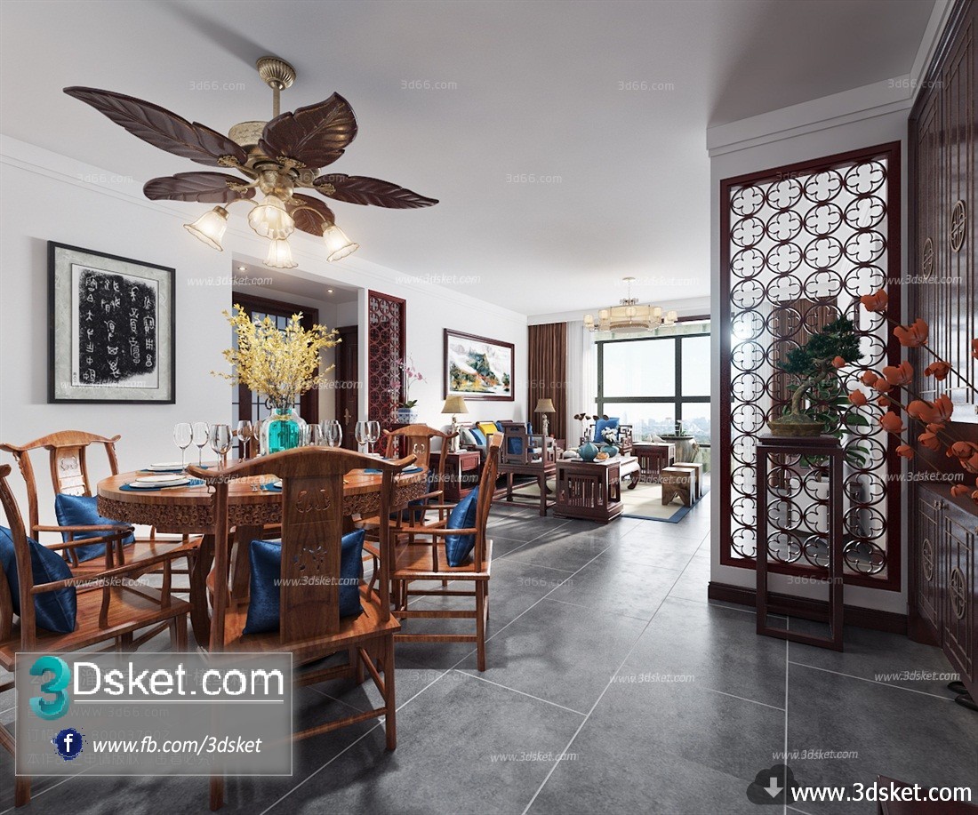 3D Interior Model Kitchen Room C021 Scene 3dsmax