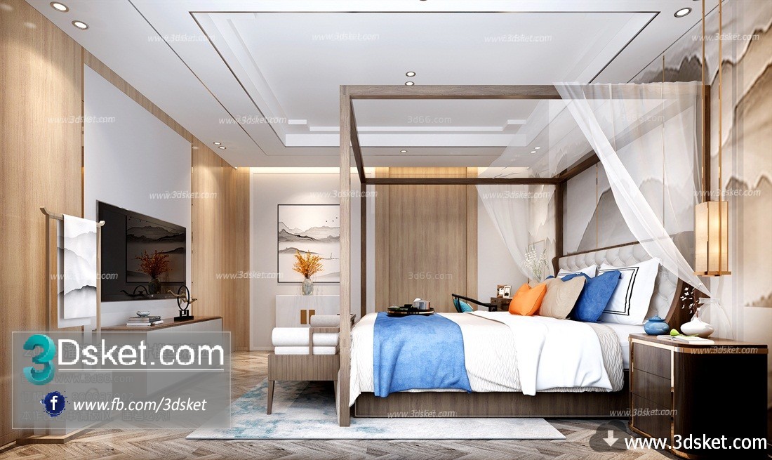 3D Interior Model BedRoom C022 Scene 3dsmax