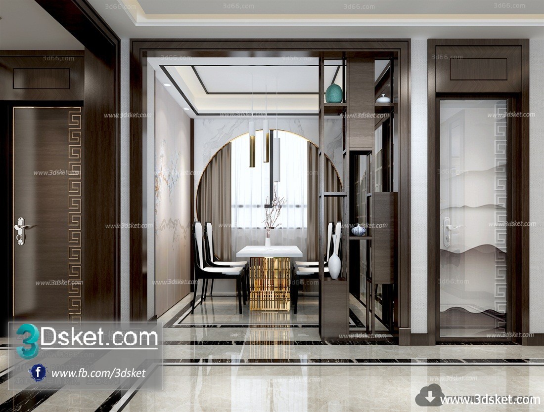 3D Interior Model Kitchen Room C022 Scene 3dsmax