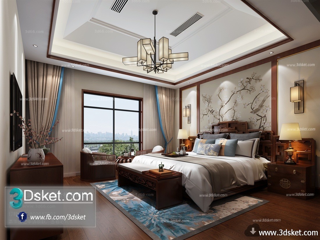 3D Interior Model BedRoom C023 Scene 3dsmax