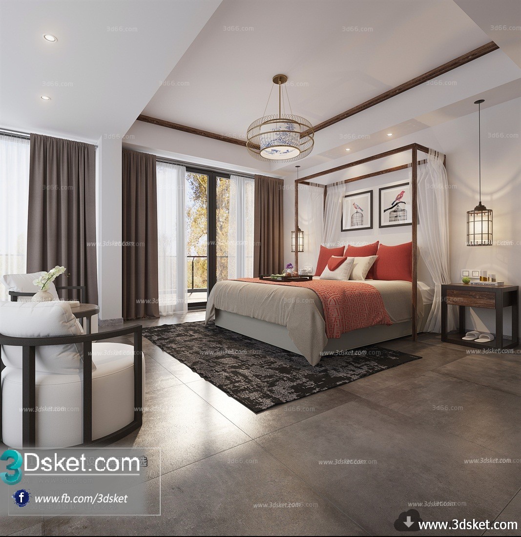 3D Interior Model BedRoom C024 Scene 3dsmax