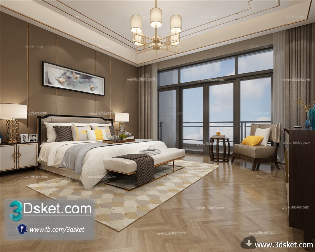 3D Interior Model BedRoom C026 Scene 3dsmax