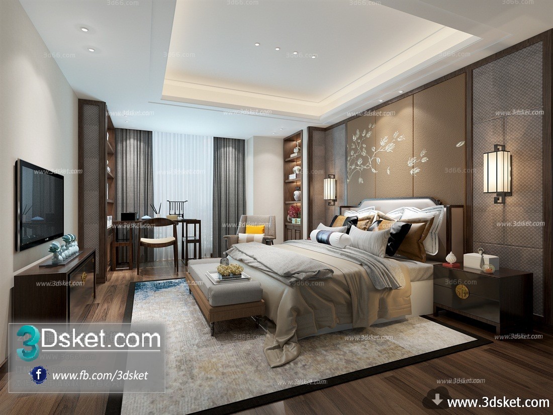 3D Interior Model BedRoom C028 Scene 3dsmax