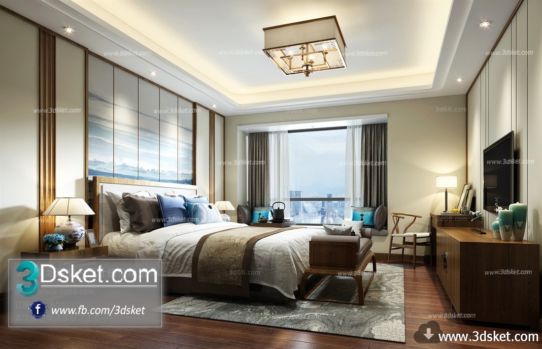 3D Interior Model BedRoom C033 Scene 3dsmax