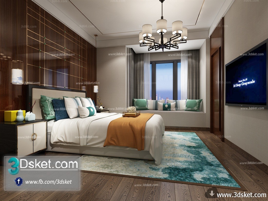 3D Interior Model BedRoom C034 Scene 3dsmax