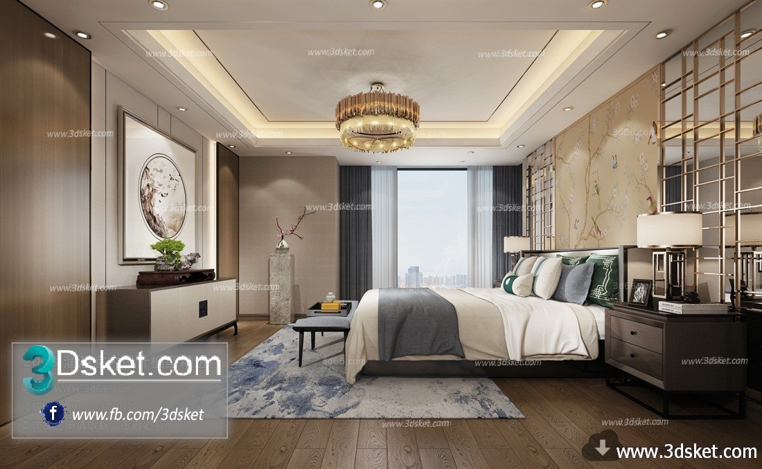 3D Interior Model BedRoom C035 Scene 3dsmax