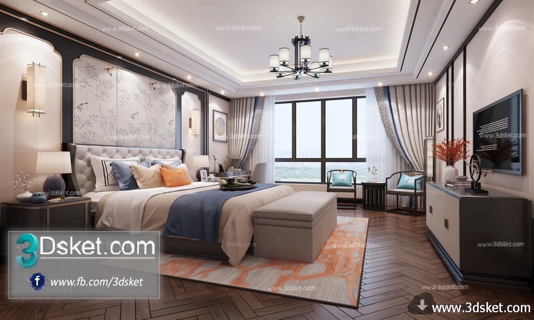 3D Interior Model BedRoom C037 Scene 3dsmax