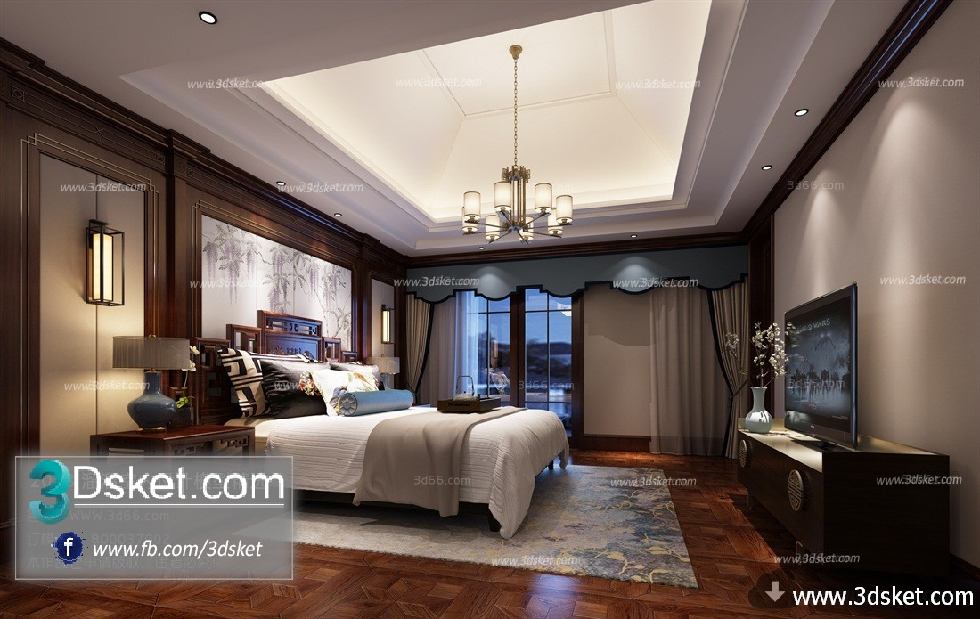 3D Interior Model BedRoom C038 Scene 3dsmax
