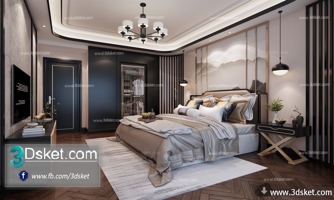 3D Interior Model BedRoom C039 Scene 3dsmax