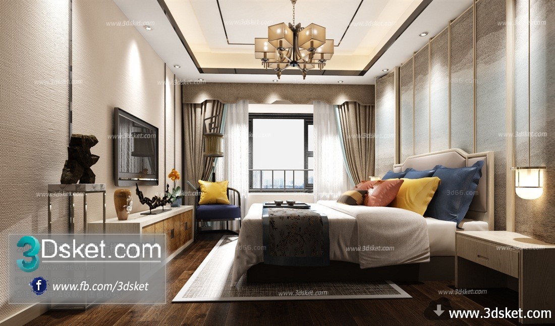 3D Interior Model BedRoom C040 Scene 3dsmax