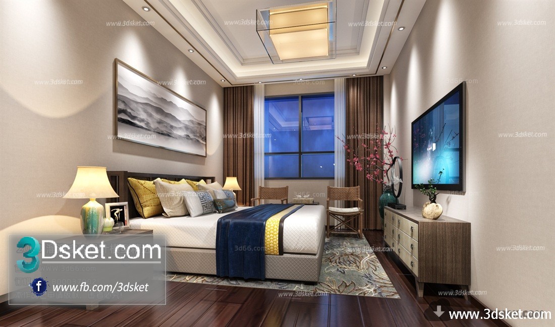 3D Interior Model BedRoom C041 Scene 3dsmax