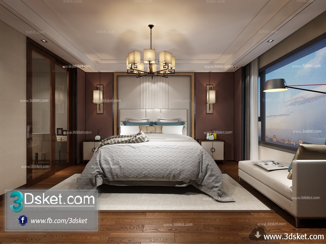 3D Interior Model BedRoom C042 Scene 3dsmax