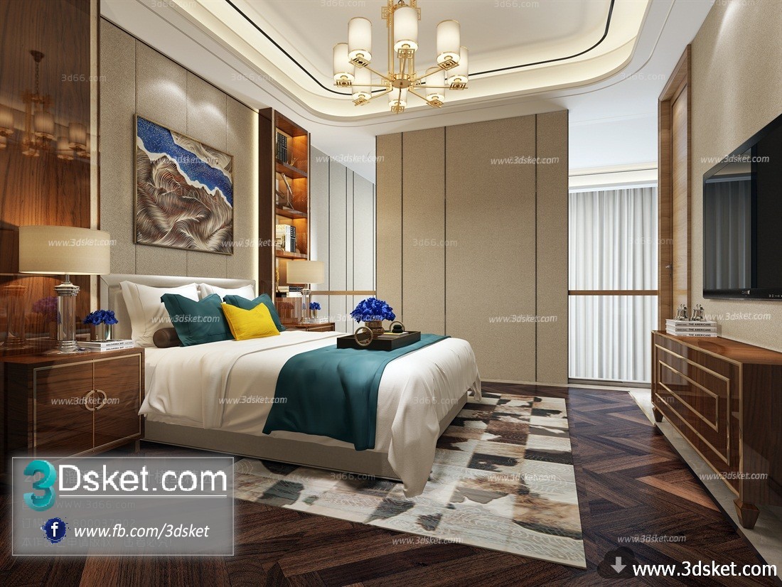 3D Interior Model BedRoom C043 Scene 3dsmax
