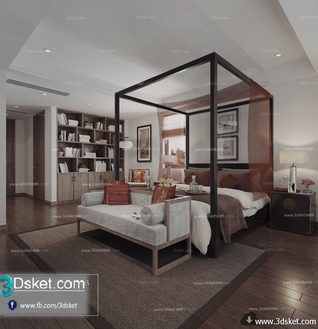 3D Interior Model BedRoom C044 Scene 3dsmax