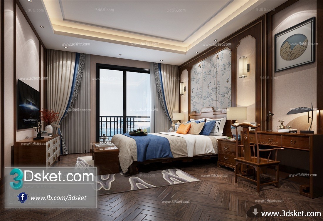 3D Interior Model BedRoom C045 Scene 3dsmax