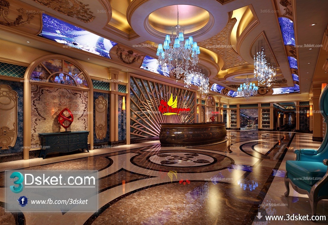 3D Interior Model Reception Space D001 Scene 3dsmax