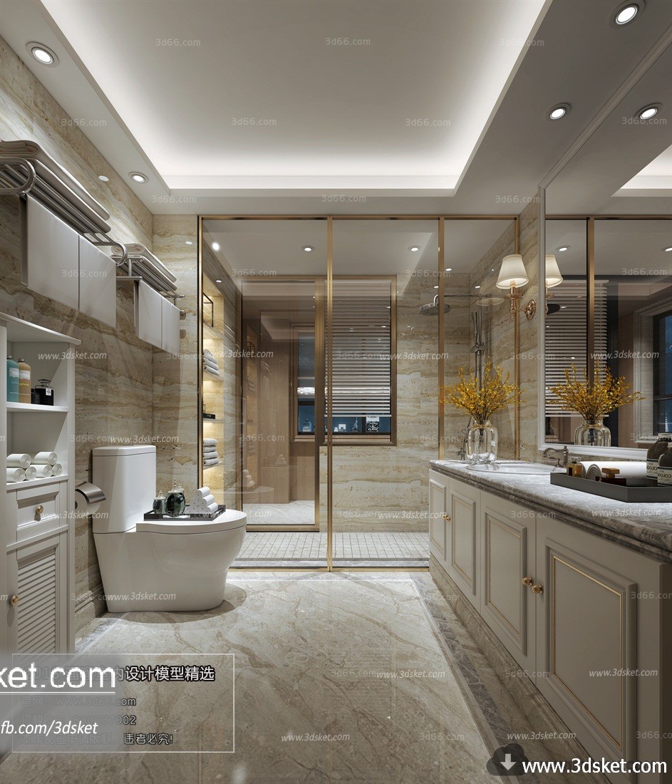 3D Interior Model BathRoom D001 Scene 3dsmax
