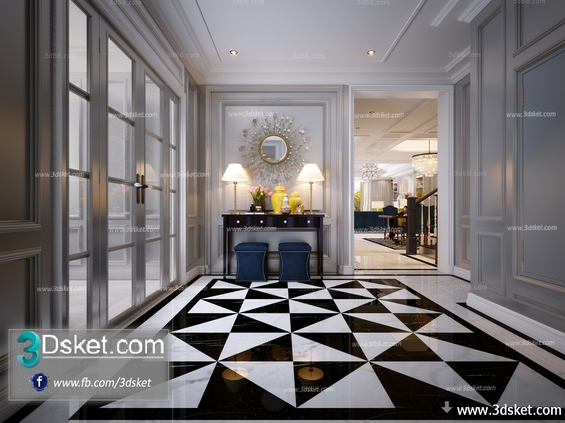 3D Interior Model Housing Space D002 Scene 3dsmax