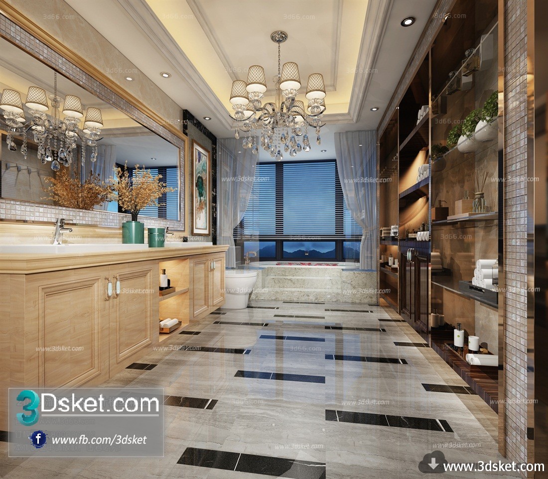 3D Interior Model BathRoom D002 Scene 3dsmax