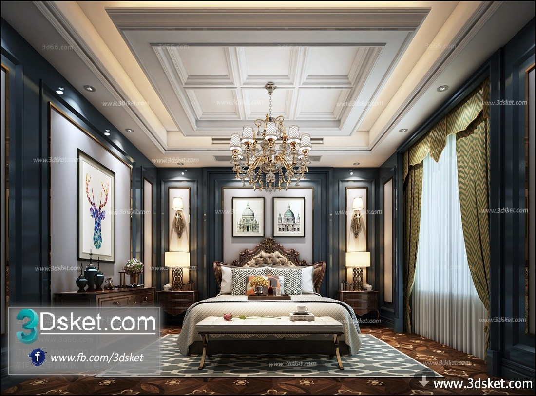 3D Interior Model BedRoom D002 Scene 3dsmax