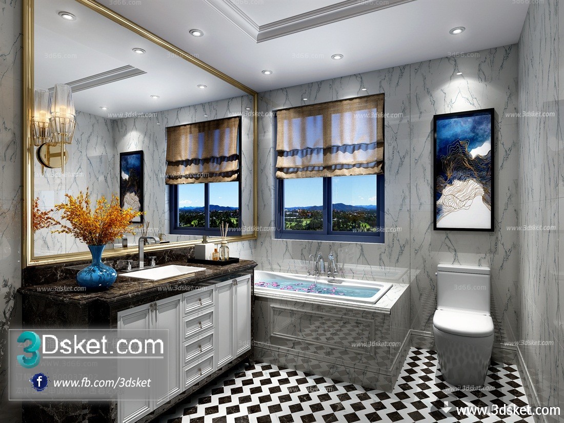 3D Interior Model BathRoom D003 Scene 3dsmax