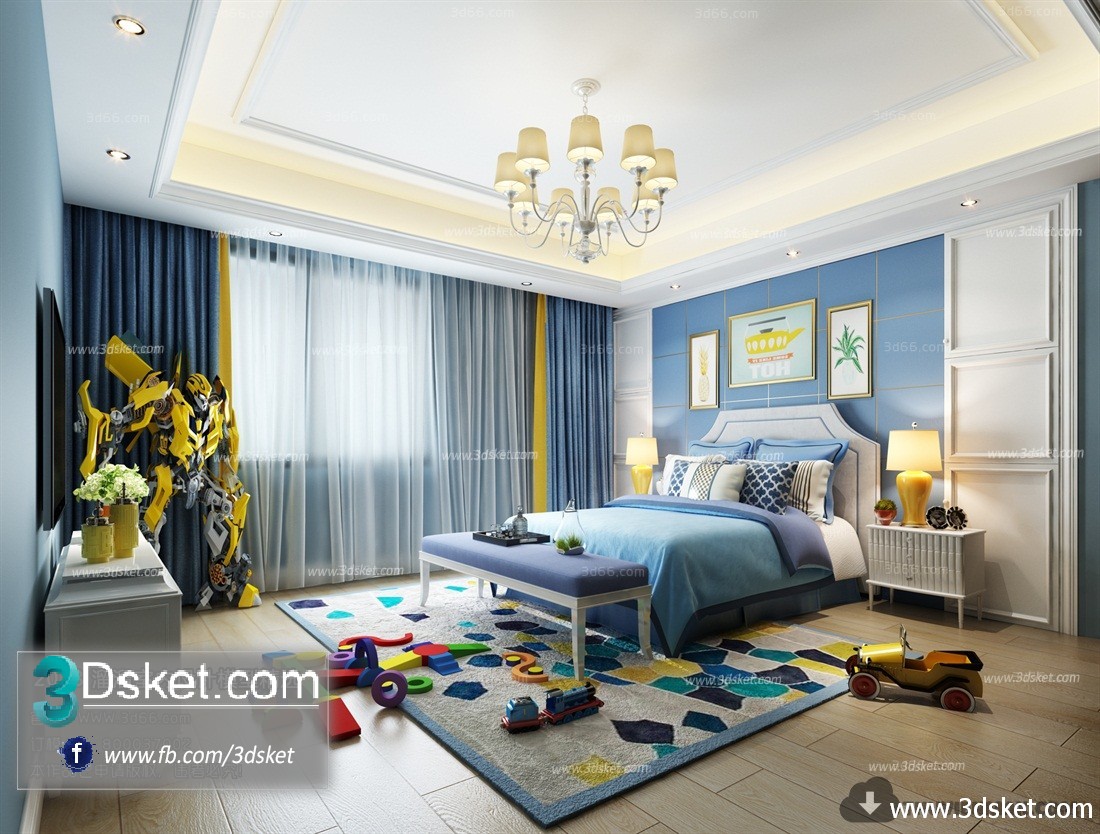 3D Interior Model BedRoom D003 Scene 3dsmax