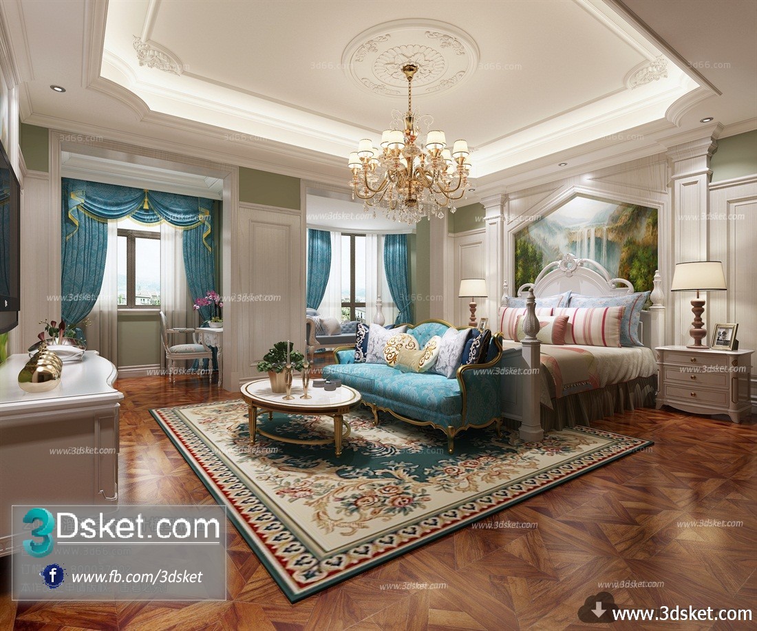 3D Interior Model BedRoom D006 Scene 3dsmax