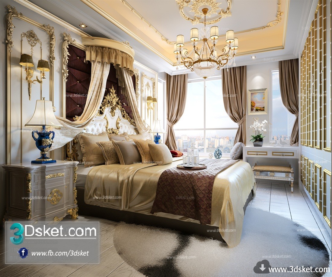 3D Interior Model BedRoom D007 Scene 3dsmax