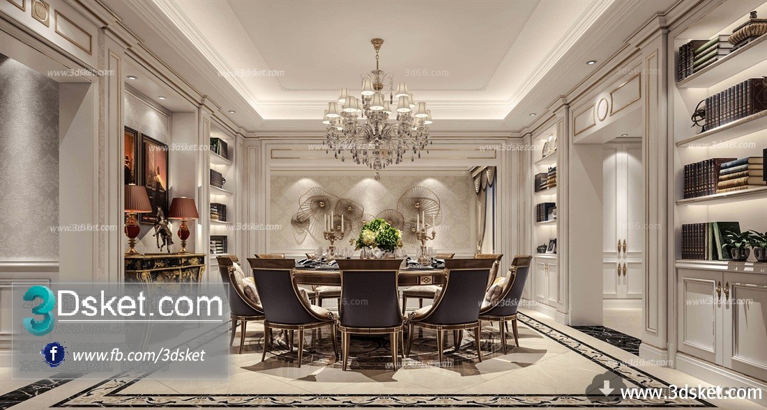 3D Interior Model Kitchen Room D007 Scene 3dsmax