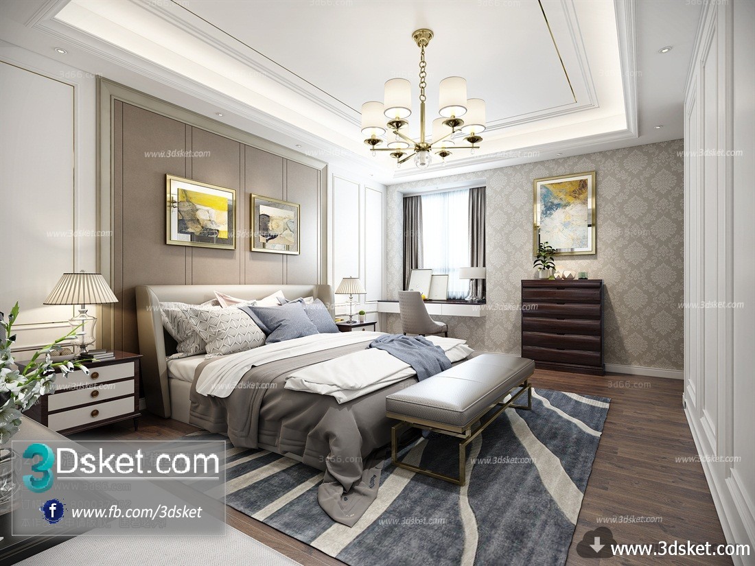 3D Interior Model BedRoom D008 Scene 3dsmax