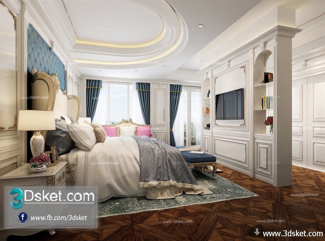 3D Interior Model BedRoom D010 Scene 3dsmax