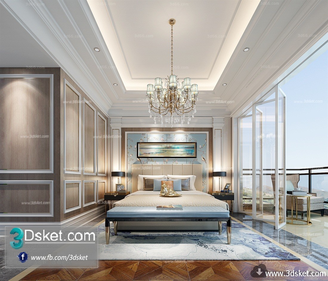 3D Interior Model BedRoom D011 Scene 3dsmax