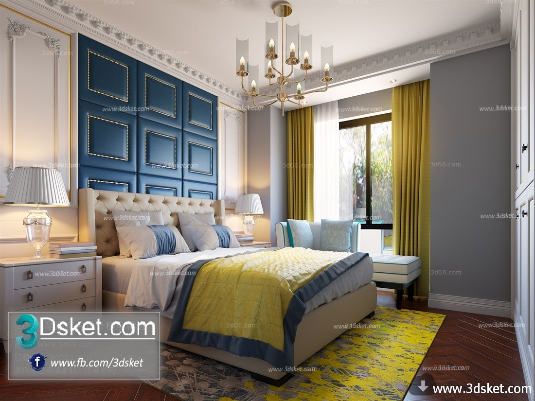 3D Interior Model BedRoom D013 Scene 3dsmax