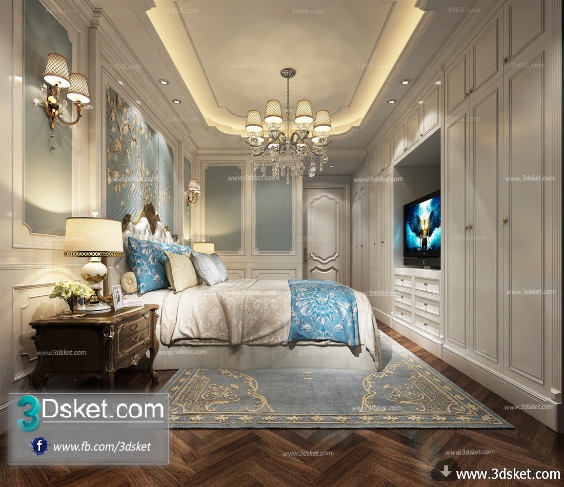 3D Interior Model BedRoom D014 Scene 3dsmax