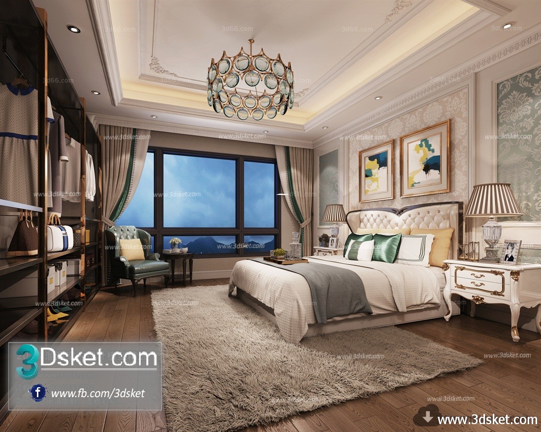 3D Interior Model BedRoom D016 Scene 3dsmax