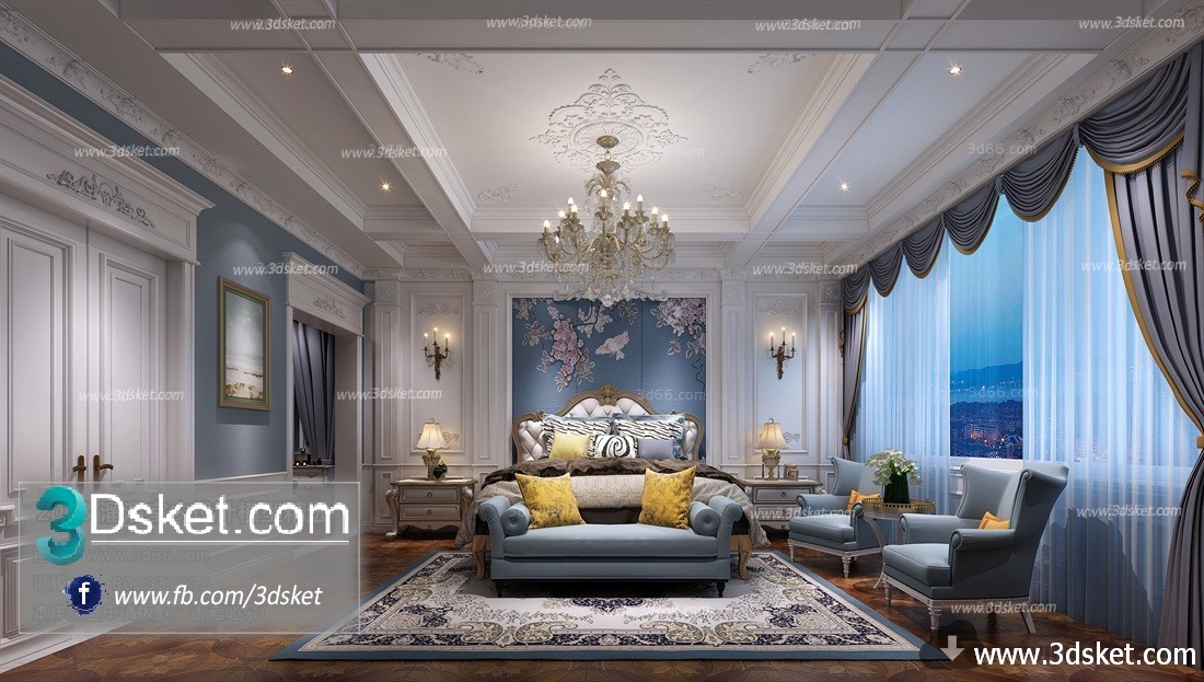 3D Interior Model BedRoom D017 Scene 3dsmax