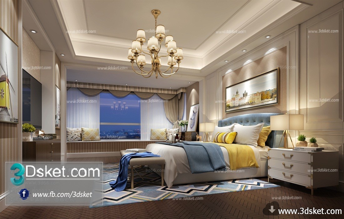 3D Interior Model BedRoom D018 Scene 3dsmax